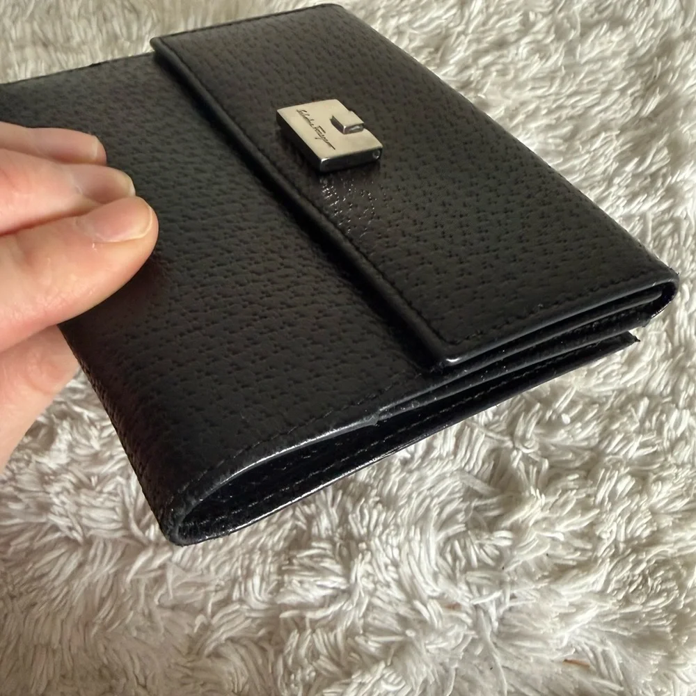 Salvatore Ferragamo Black Leather Bifold Wallet